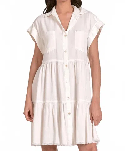 Elan Tiered Mini Dress In White