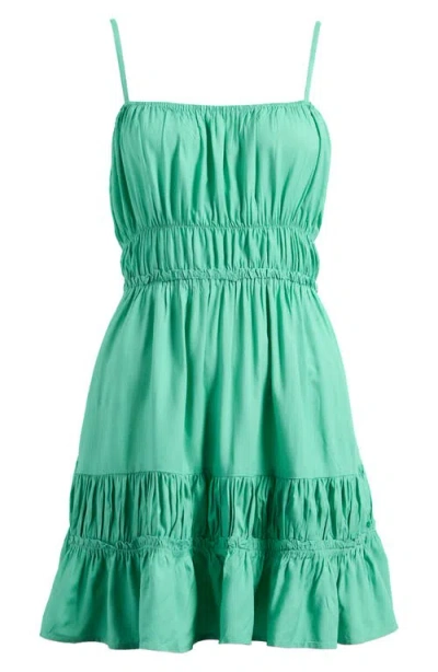 Elan Tiered Ruffle Cover-up Sundress In Green