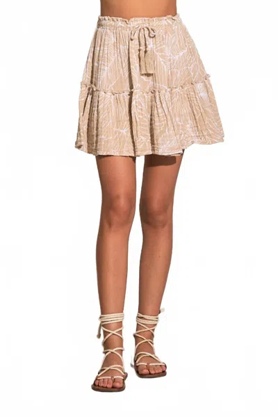 Elan Tiered Ruffle Skirt In Tan White Tropic In Multi
