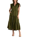 Elan Tiered Ruffled Dress In Olive