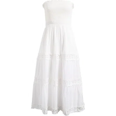 Elan Tiered Strapless Cover-up Dress In White