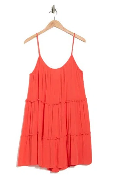 Elan Tiered Trapeze Dress In Red