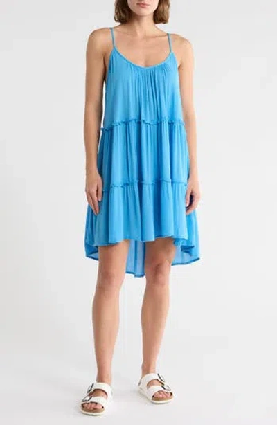 Elan Tiered Trapeze Dress In Blue