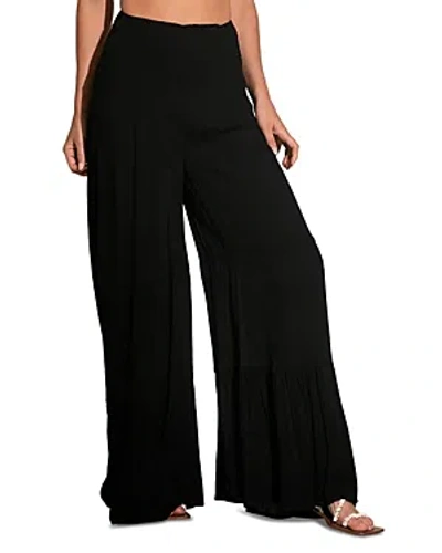 Elan Tiered Wide Leg Cover Up Trousers In Black