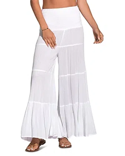 Elan Tiered Wide Leg Cover Up Trousers In White