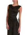 Elan Zoe Drapey Cap Sleeve Knit Top In Black In Black