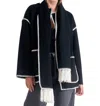 Elan Jacket With Top Stitch And Removeable Scarf In Black In Multi