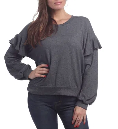 Elan Top With Ruffles In Grey In Gray