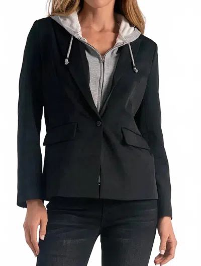 Elan Track Blazer With Grey Hoodie Insert In Black