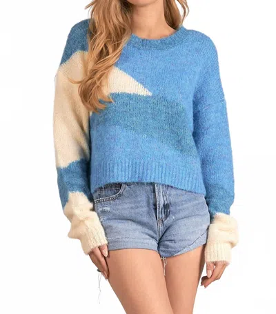 Elan Triangles Round Neck Sweater In Blue