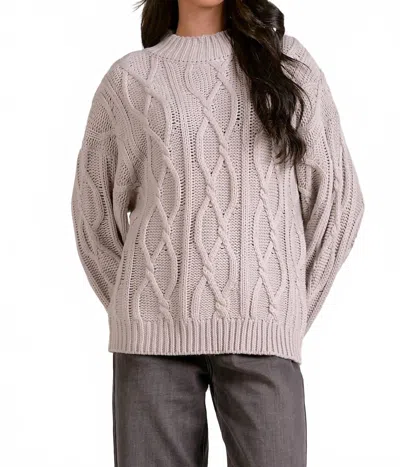 Elan Tristian Sweater In Soft Grey Cable Knit In Green