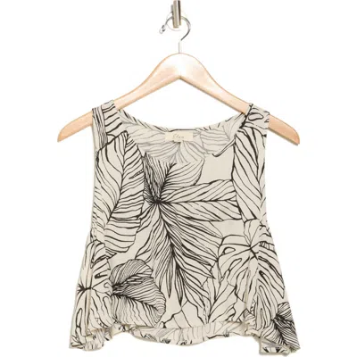 Elan Tropical Flowy Cover-up Tank In Natural Black Tropic