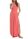Elan Strapless Split Seam Jumpsuit In Coral In Burgundy