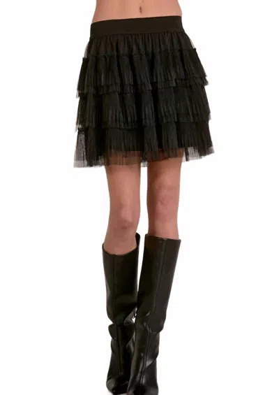 Elan Tiered Mini Skirt In Black