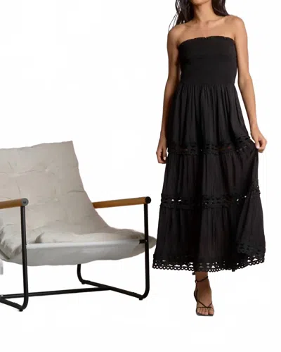 Elan Turks Strapless Maxi Dress With Crochet Detail In Black