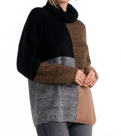 ELAN TURTLENECK COLORBLOCK TUNIC IN BLACK