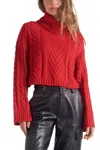 Elan Turtleneck Cropped Top In Red In Red