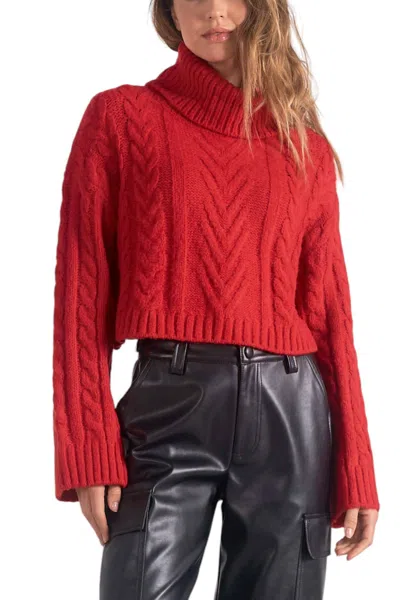 Elan Turtleneck Cropped Top In Red