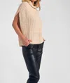 Elan Turtleneck Short Sleeve Sweater In Tan In Multi