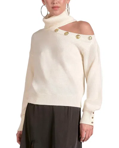 Elan Turtleneck Wool-blend Sweater In White