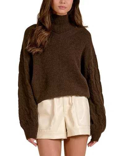 Elan Turtleneck Wool-blend Sweater In Brown