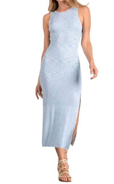 Elan Twist Back Ribbed Maxi Dress In Blue White In Multi