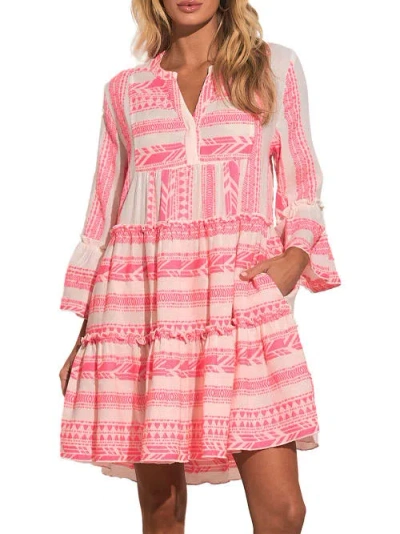 Elan Two-tone Cover-up Dress In White,pink