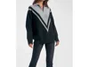 Elan Two-tone Half Zip Sweater In Black/charcoal In Multi