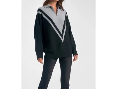 Elan Two-tone Half Zip Sweater In Black/charcoal In Multi