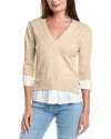 Elan Twofer Sweater In Neutral