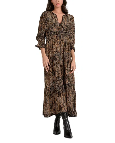 Elan V Neck Dress In Brown