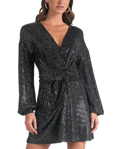 Elan V Neck Long Sleeve Dress In Black