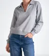 Elan V-neck Long Sleeve Sweatshirt In Heather Grey In Gray