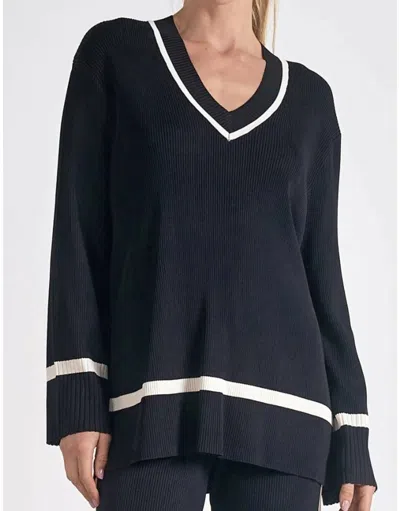 Elan V-neck Sweater In Black