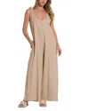 Elan V Neck Tank Jumpsuit In Sand