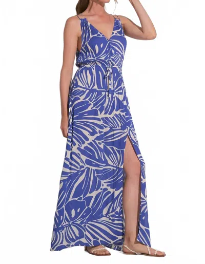 Elan V-neck Tie Back Maxi Dress In Sky Blue Kauai Print In Multi