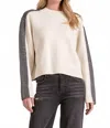 Elan Marla Color Block Sweater In Cream And Grey In Multi