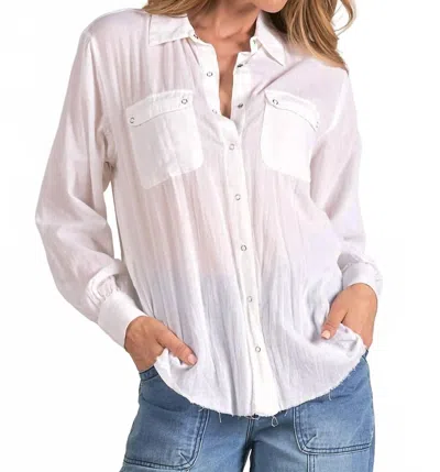Elan Val Long Sleeve Blouse In White