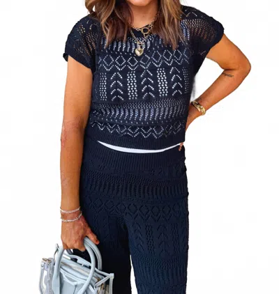 Elan Vanessa Crop Crochet Top In Black