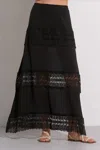 Elan Vera Crochet Maxi Skirt In Black In Black
