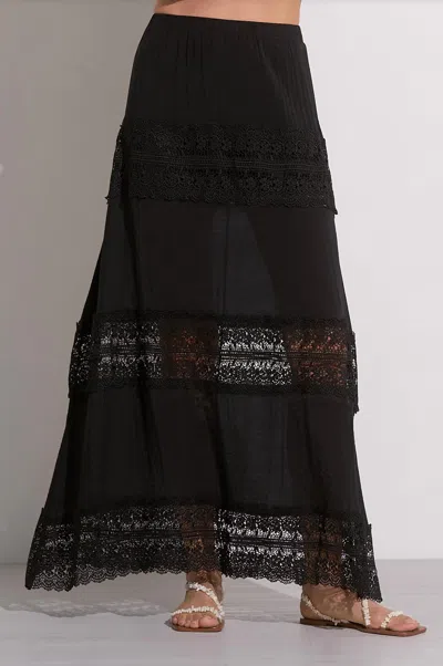 Elan Vera Crochet Maxi Skirt In Black