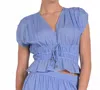Elan Sahara Short Sleeves Top In Blue In Blue