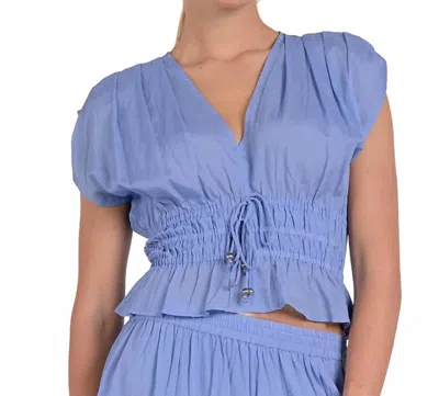 Elan Vicky Short Sleeve Top In Blue