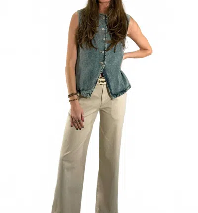 Elan Vintage-wash Denim Vest In Blue