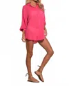 Elan Vista Graphic Button Down Shirt In Hot Pink In Pink