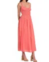 Elan Vita Ruched Maxi Dress In Coral In Pink