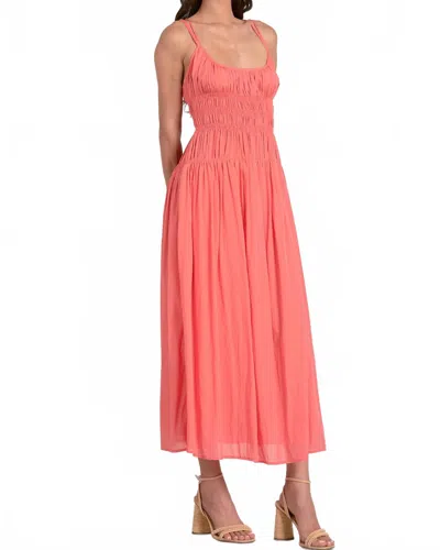 Elan Vita Ruched Maxi Dress In Coral In Pink
