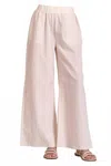 Elan Vita Wide Leg Pants In Tan Seersucker In Pink