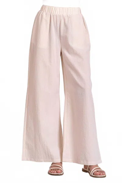 ELAN VITA WIDE LEG PANTS IN TAN SEERSUCKER