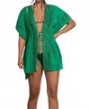 Elan Vivi Crochet Kimono Cover-up In Green In Green